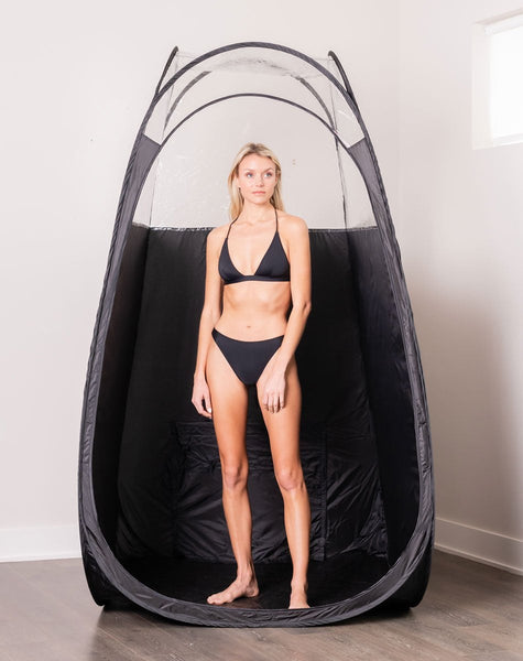 tanning zelt Tan.Tent Bräunungszelt schwarz und ⅓ transparent